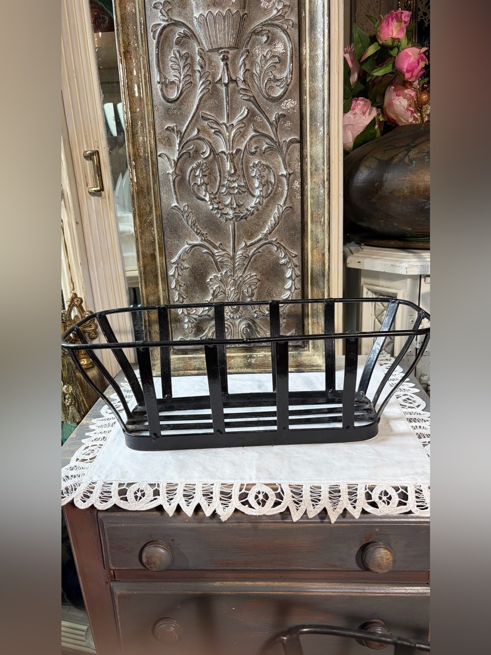 Black metal planter window box